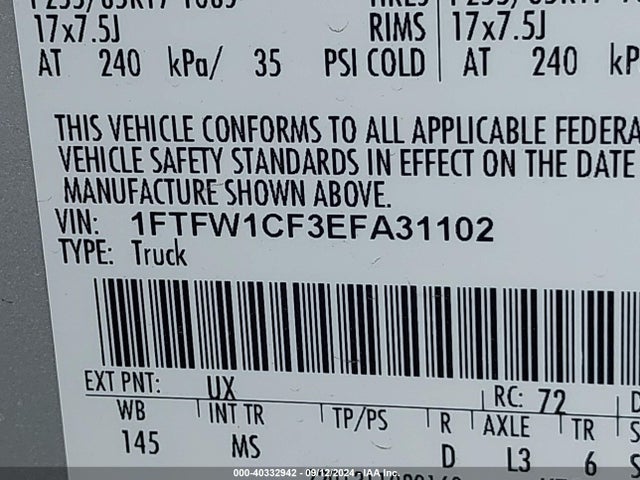 Ford F-150 Xlt 2014 1FTFW1CF3EFA31102 Image 9