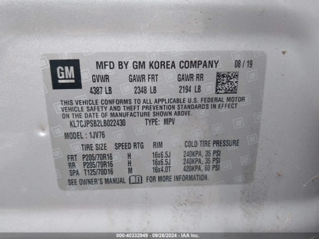 KL7CJPSB2LB022430 Chevrolet Trax Awd Lt