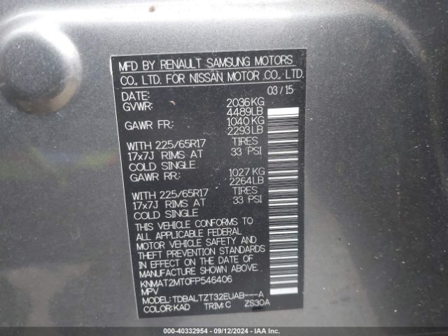 KNMAT2MT0FP546406 Nissan ROGUE SV