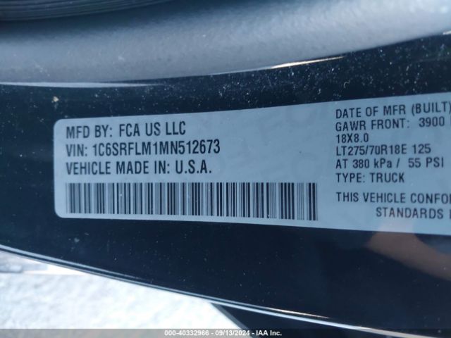 1C6SRFLM1MN512673 RAM 1500 Rebel  4x4 5'7 Box