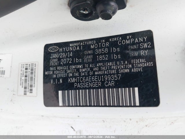 Hyundai Veloster Turbo W/black 2014 KMHTC6AE6EU199357 Image 9
