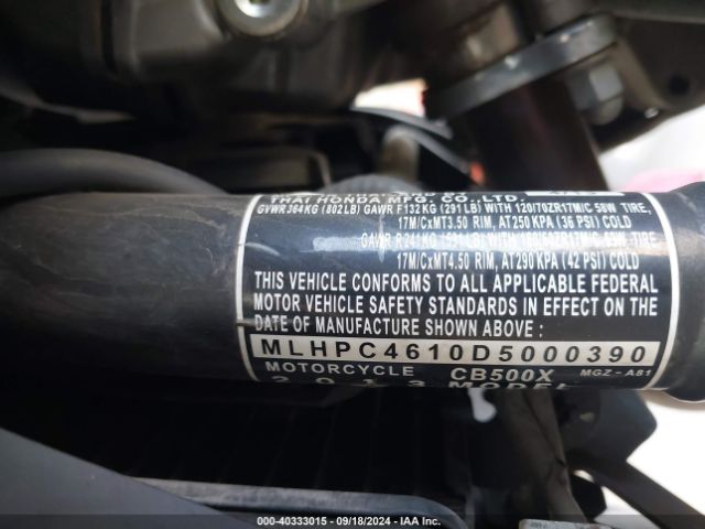 2013 HONDA CB500 MLHPC4610D5000390 Photo 9