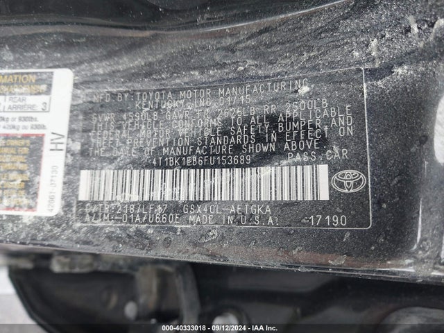 Toyota Avalon Xle Premium 2015 4T1BK1EB6FU153689 Image 9