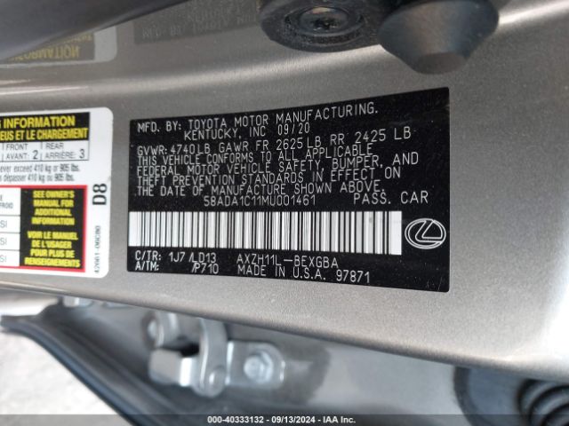 58ADA1C11MU001461 Lexus ES 300H