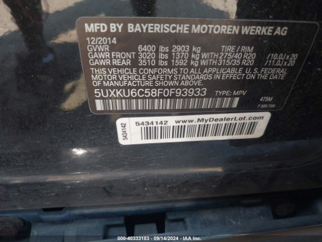 5UXKU6C58F0F93933 BMW X6 Xdrive50i