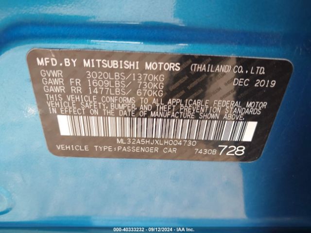 ML32A5HJXLH004730 Mitsubishi MIRAGE LE