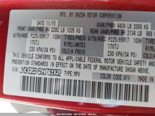 JM3KE2BY5G0739052 Mazda CX-5 SPORT
