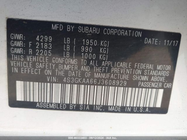 4S3GKAA66J3608929 Subaru Impreza 2.0i