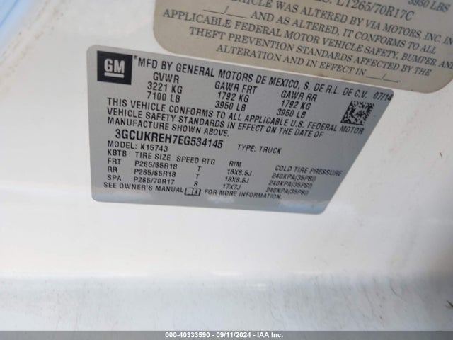 Chevrolet Silverado 1500 2lt 2014 3GCUKREH7EG534145 Image 9