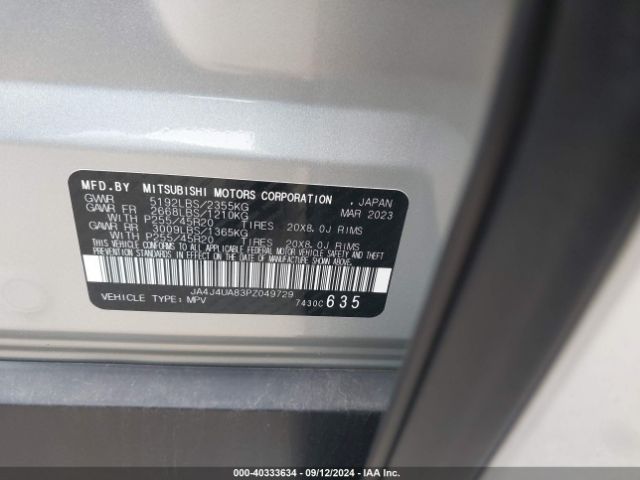 JA4J4UA83PZ049729 Mitsubishi Outlander Se 2.5 S-awc