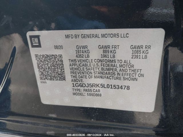 1G6DJ5RK5L0153478 Cadillac Ct4 Luxury
