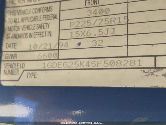 1995 GMC RALLY WAGON / VAN 1GDEG25K4SF508281 Photo 8