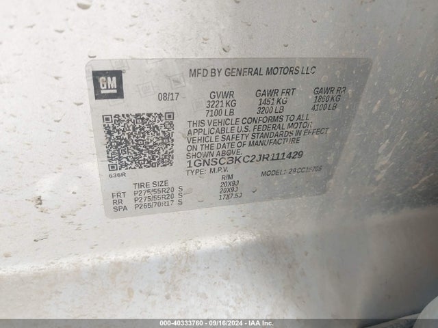 Chevrolet Tahoe Lt 2018 1GNSCBKC2JR111429 Image 9