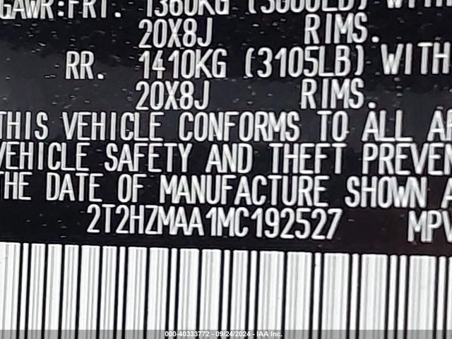 Lexus RX 350 2021 2T2HZMAA1MC192527 Image 9
