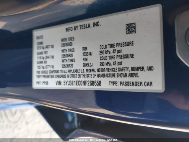 5YJ3E1EC0NF268658 Tesla Model 3 Performance Dual Motor All-wheel Drive