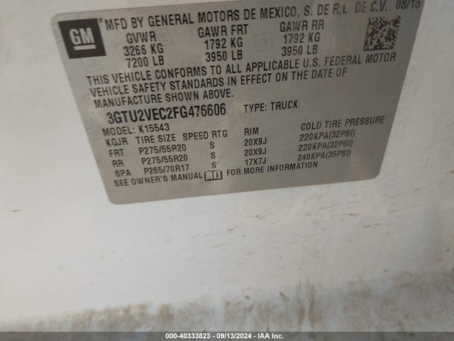 GMC Sierra 1500 Slt 2015 3GTU2VEC2FG476606 Image 9