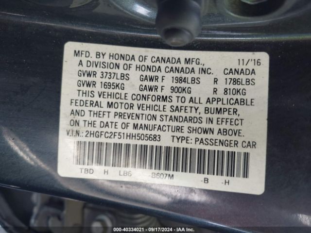 2HGFC2F51HH505683 Honda Civic Lx