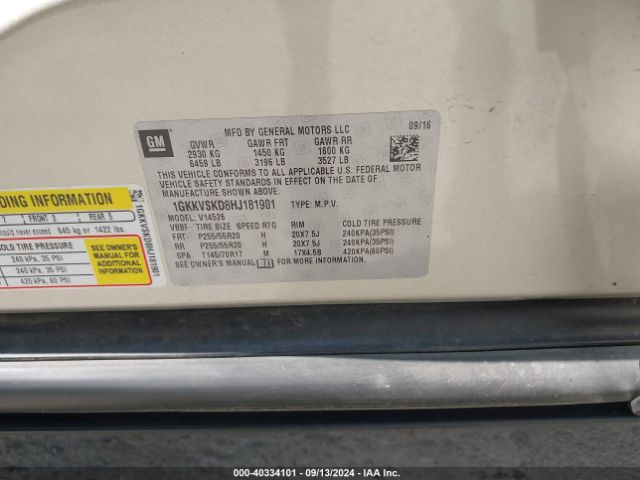 1GKKVSKD8HJ181901 GMC Acadia Limited