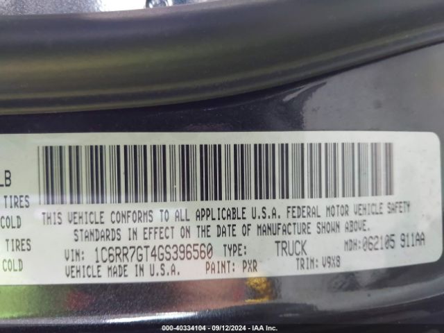 1C6RR7GT4GS396560 RAM 1500 Slt