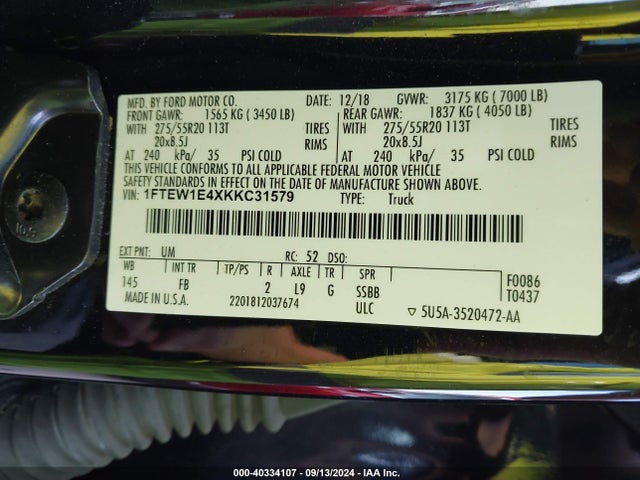 Ford gtdi 2019 1FTEW1E4XKKC31579 Image 22