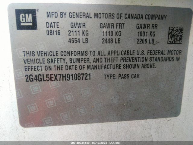 2G4GL5EX7H9108721 Buick Regal Turbo Sport Touring