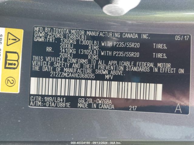 2T2ZZMCA4HC068095 Lexus RX 350