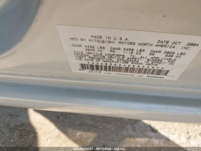 2005 MITSUBISHI GALANT 4A3AB56S45E025043 Photo 8