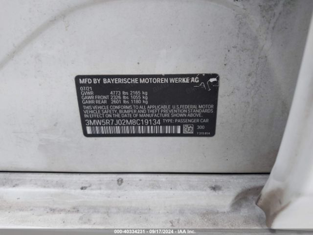 3MW5R7J02M8C19134 BMW 330i Xdrive