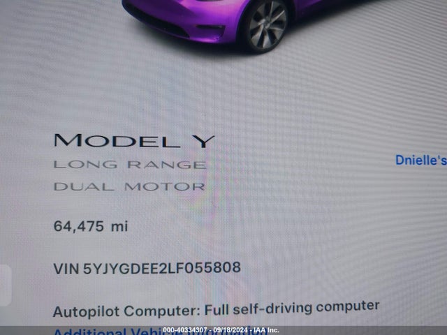 2020 TESLA MODEL Y 5YJYGDEE2LF055808 Photo 6