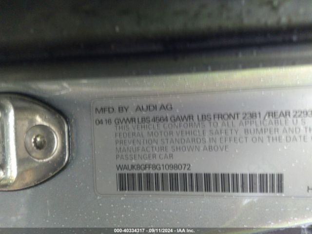 WAUK8GFF8G1098072 Audi A3 2.0t Premium