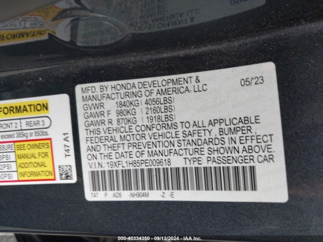 19XFL1H85PE009618 Honda Civic Sport Touring