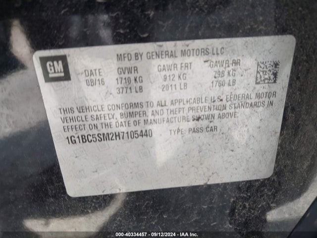 Chevrolet Cruze Ls Auto 2017 1G1BC5SM2H7105440 Image 9