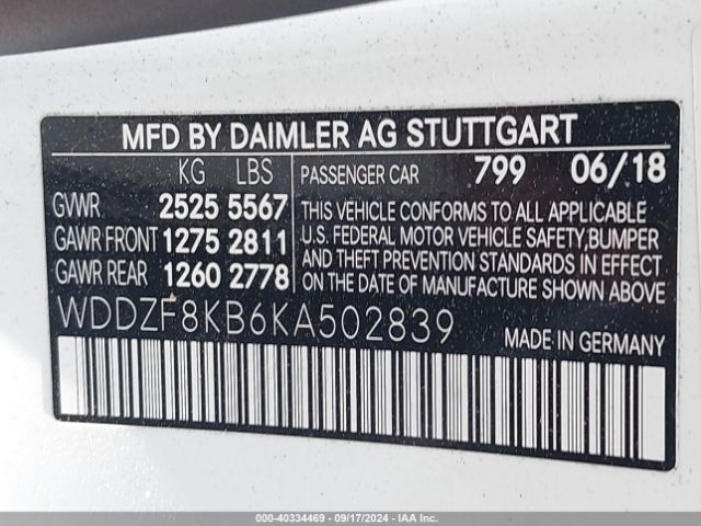 WDDZF8KB6KA502839 Mercedes-Benz Amg E 63 S 4matic