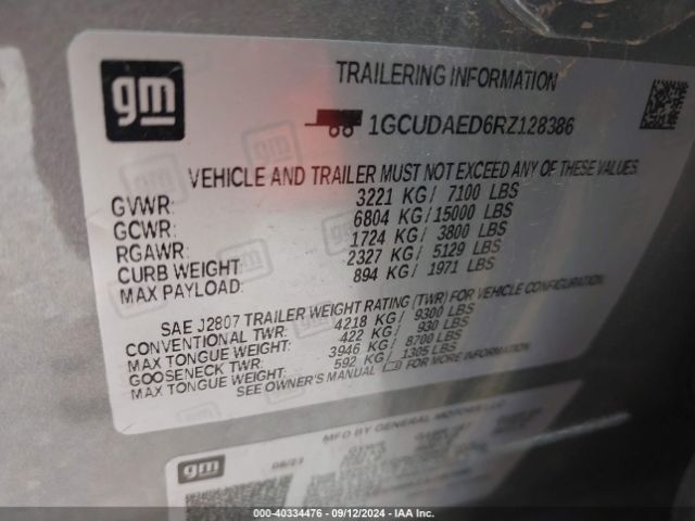 1GCUDAED6RZ128386 Chevrolet Silverado 1500 4wd  Short Bed Wt