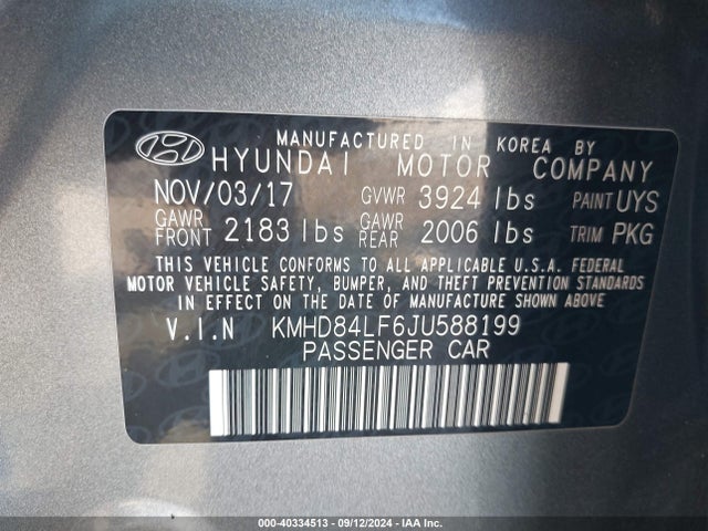 Hyundai Elantra Value Edition 2018 KMHD84LF6JU588199 Image 9