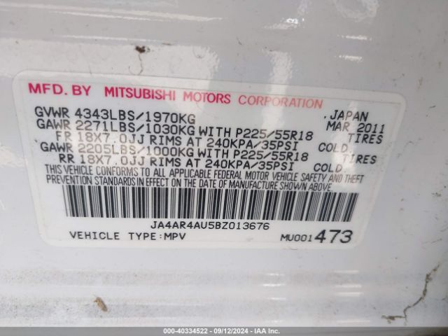 2011 MITSUBISHI OUTLANDER SPORT JA4AR4AU5BZ013676 Photo 8