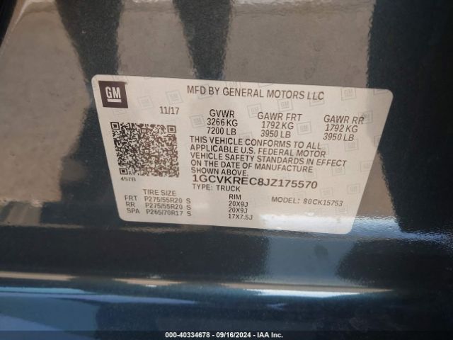 1GCVKREC8JZ175570 Chevrolet Silverado 1500 2lt
