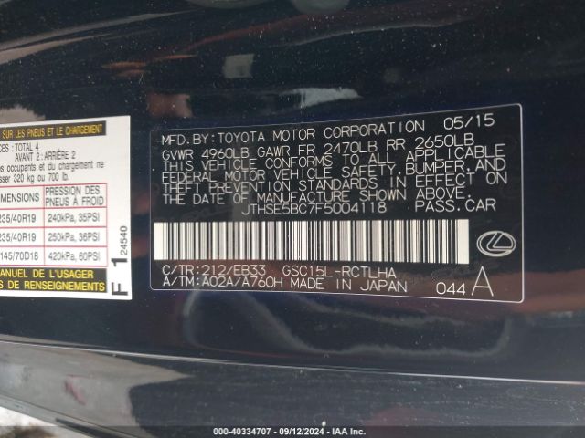 JTHSE5BC7F5004118 Lexus RC 350