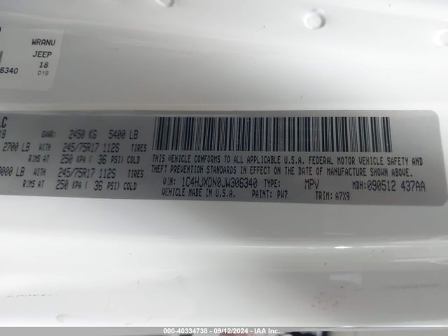 1C4HJXDN0JW306340 Jeep Wrangler Unlimited Sport S 4x4