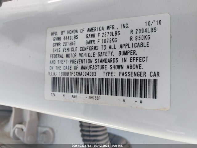 19UUB1F3XHA004003 Acura TLX