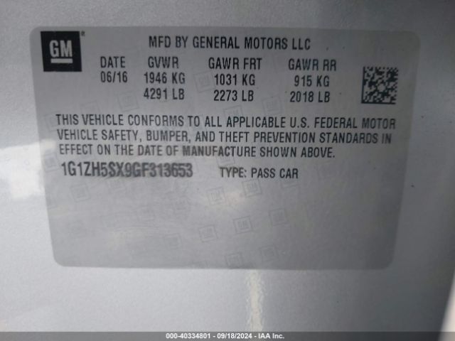 1G1ZH5SX9GF313653 Chevrolet Malibu Premier
