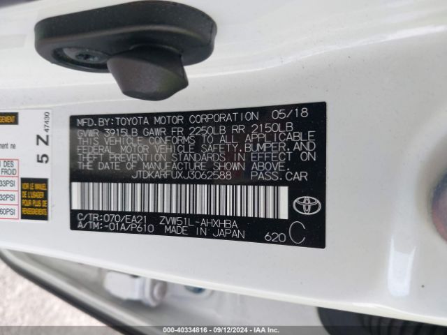 JTDKARFUXJ3062588 Toyota Prius Three Touring