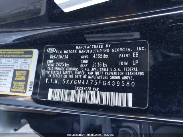 5XXGM4A75FG439580 KIA Optima Lx