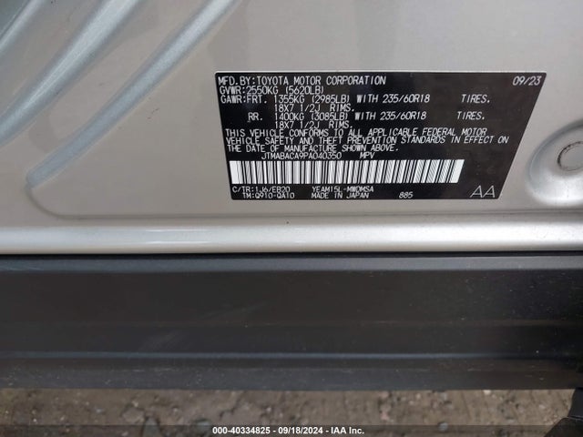 Toyota BZ4X XLE 2023 JTMABACA9PA040350 Image 9