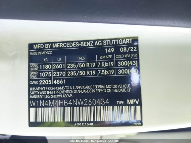 W1N4M4HB4NW260434 Mercedes-Benz Glb 250 4matic