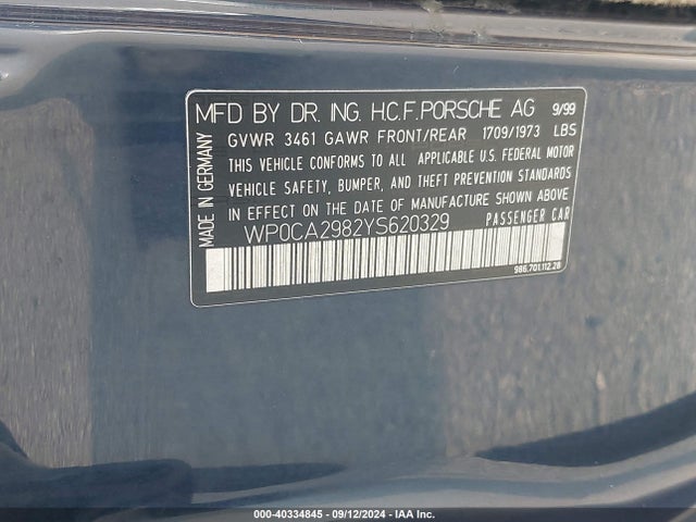 2000 PORSCHE BOXSTER WP0CA2982YS620329 Photo 8