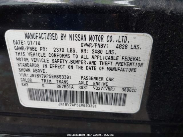 JN1BV7AP5EM693391 Infiniti Q50 SPORT
