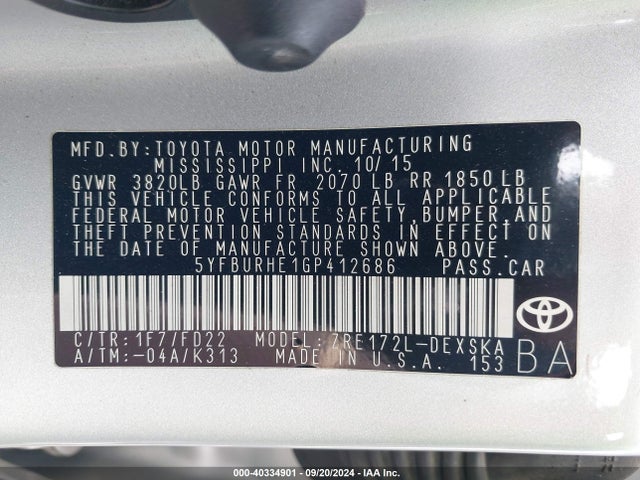 Toyota Corolla S Plus 2016 5YFBURHE1GP412686 Image 9