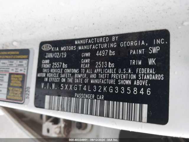 5XXGT4L32KG335846 KIA Optima Lx