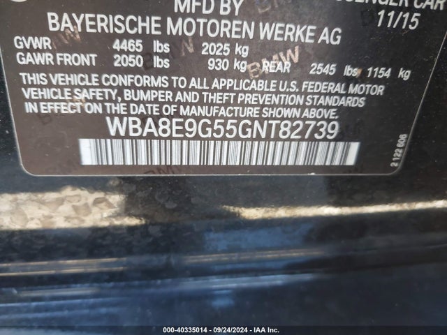 BMW 328I 2016 WBA8E9G55GNT82739 Image 9